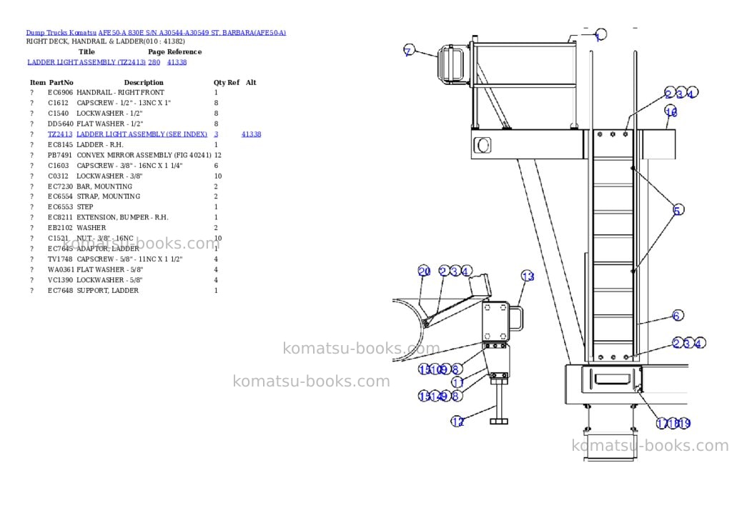 Komatsu afe50-a 830e s/n a30544-a30549 st. barbara Parts catalog cover Page 5