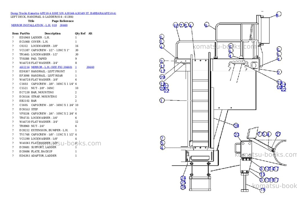 Komatsu afe50-a 830e s/n a30544-a30549 st. barbara Parts catalog cover Page 7
