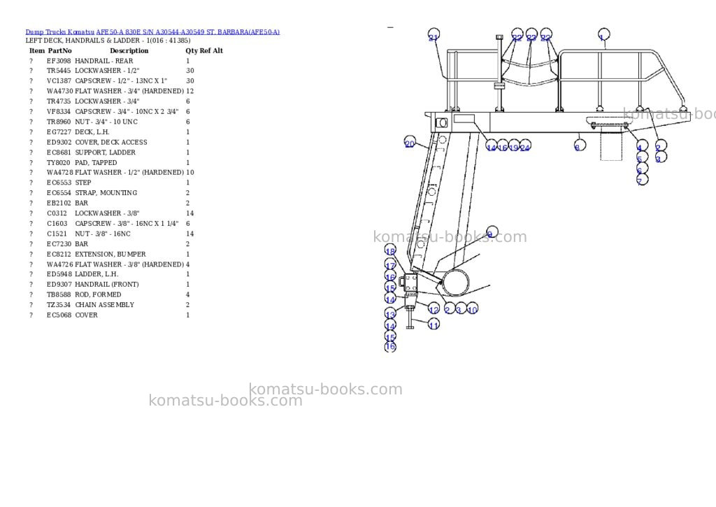 Komatsu afe50-a 830e s/n a30544-a30549 st. barbara Parts catalog cover Page 8