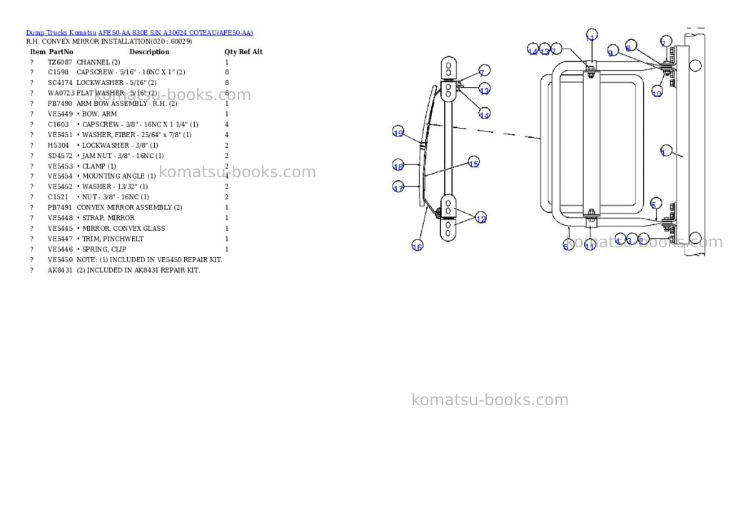 Komatsu afe50-aa 830e s/n a30624 coteau Parts catalog cover Page 10 Komatsu afe50-aa 830e s/n a30624 coteau Parts catalog cover Page 10