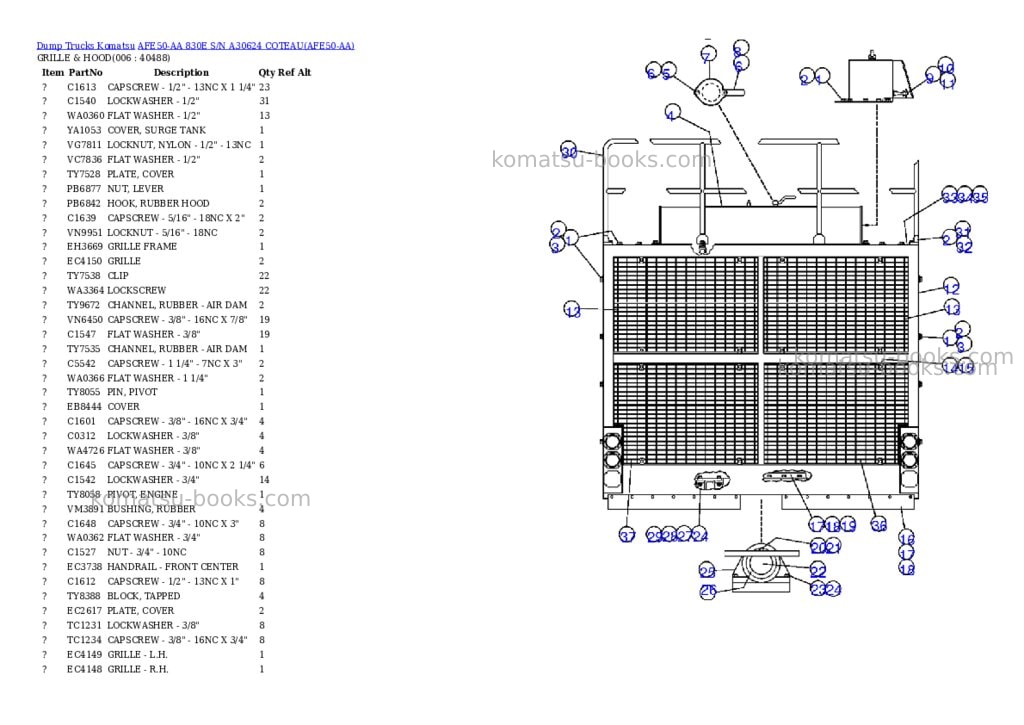 Komatsu afe50-aa 830e s/n a30624 coteau Parts catalog cover Page 3 Komatsu afe50-aa 830e s/n a30624 coteau Parts catalog cover Page 3