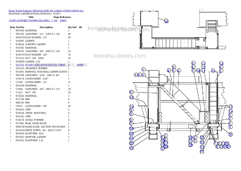 Komatsu afe50-aa 830e s/n a30624 coteau Parts catalog cover Page 6 Komatsu afe50-aa 830e s/n a30624 coteau Parts catalog cover Page 6