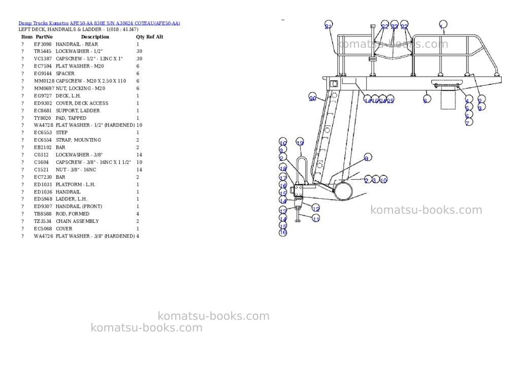 Komatsu afe50-aa 830e s/n a30624 coteau Parts catalog cover Page 9 Komatsu afe50-aa 830e s/n a30624 coteau Parts catalog cover Page 9
