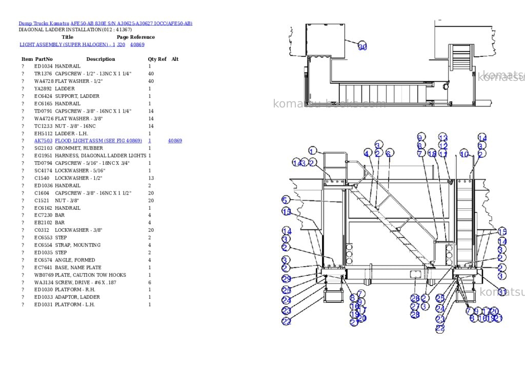 Komatsu afe50-ab 830e s/n a30625-a30627 iocc Parts catalog cover Page 6