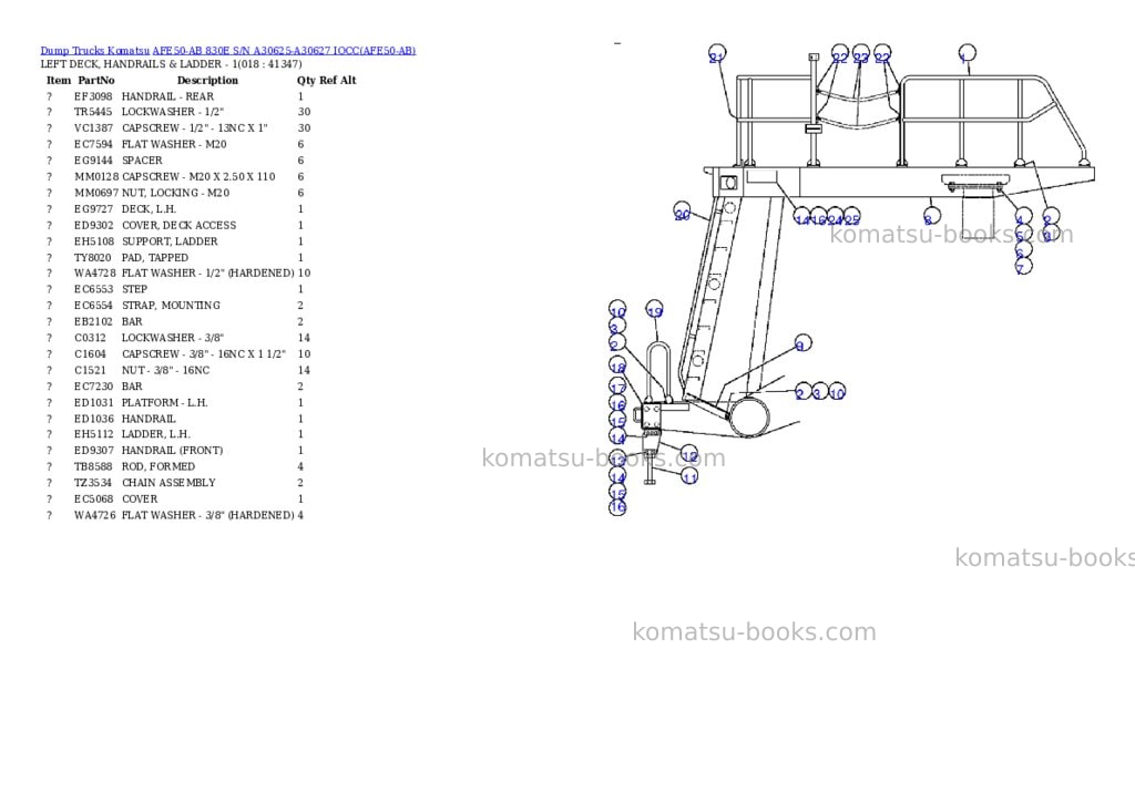 Komatsu afe50-ab 830e s/n a30625-a30627 iocc Parts catalog cover Page 9