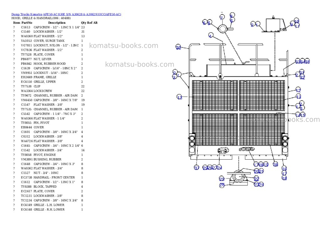 Komatsu afe50-ac 830e s/n a30628 & a30629 iocc Parts catalog cover Page 3