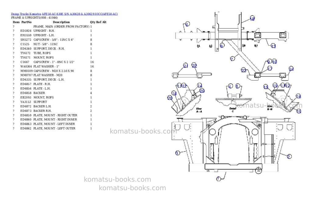 Komatsu afe50-ac 830e s/n a30628 & a30629 iocc Parts catalog cover Page 4