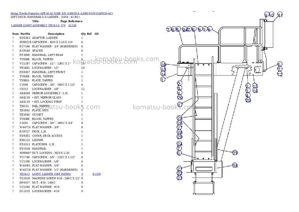 Komatsu afe50-ac 830e s/n a30628 & a30629 iocc Parts catalog cover Page 8