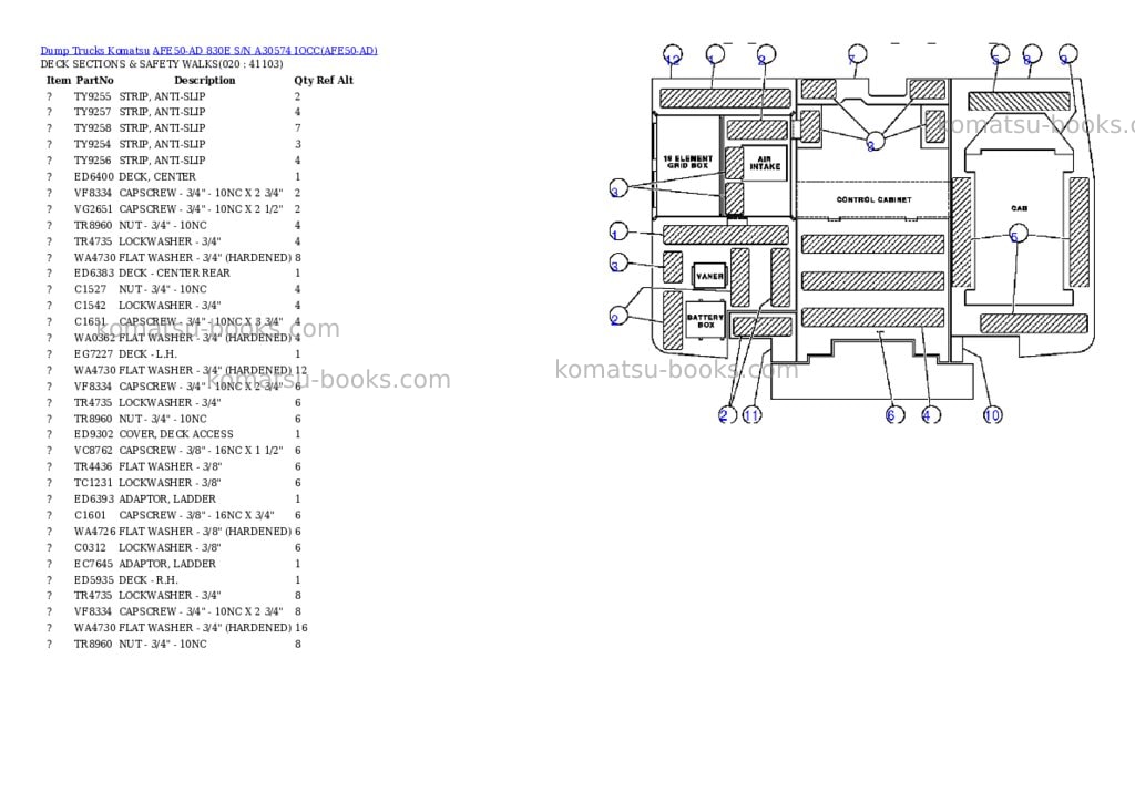 Komatsu afe50-ad 830e s/n a30574 iocc Parts catalog cover Page 10