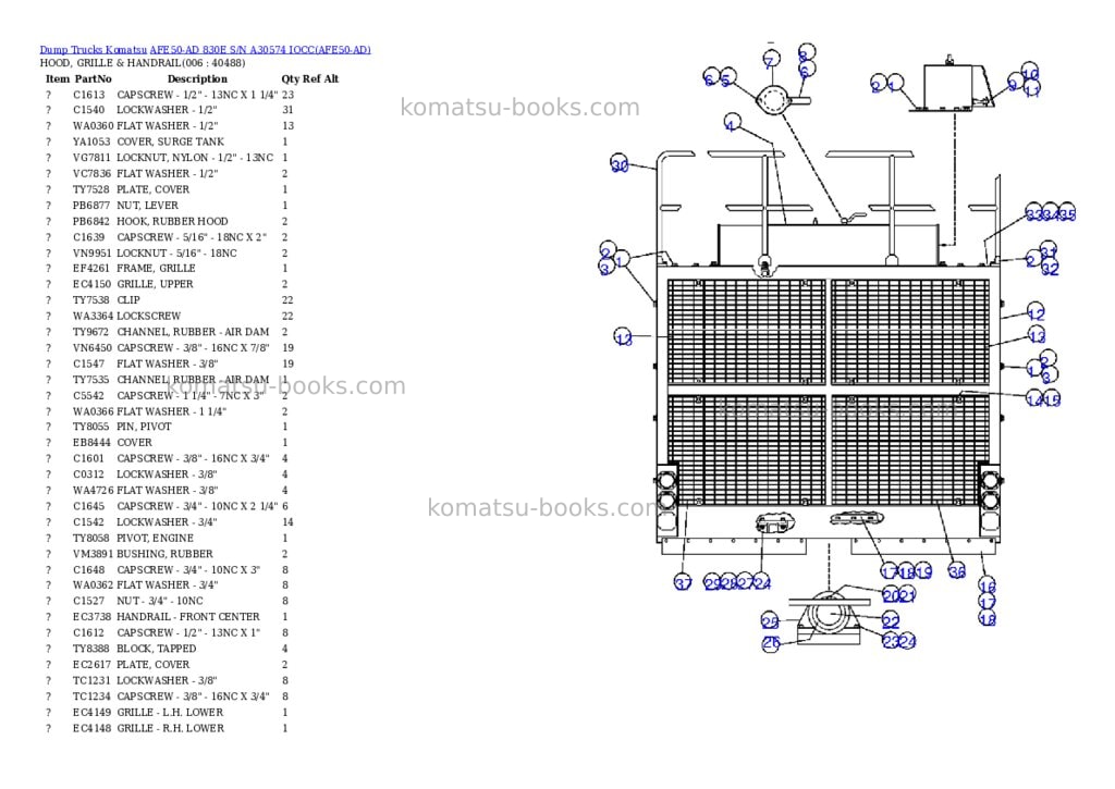 Komatsu afe50-ad 830e s/n a30574 iocc Parts catalog cover Page 3