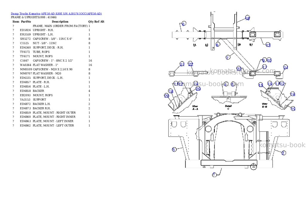 Komatsu afe50-ad 830e s/n a30574 iocc Parts catalog cover Page 4