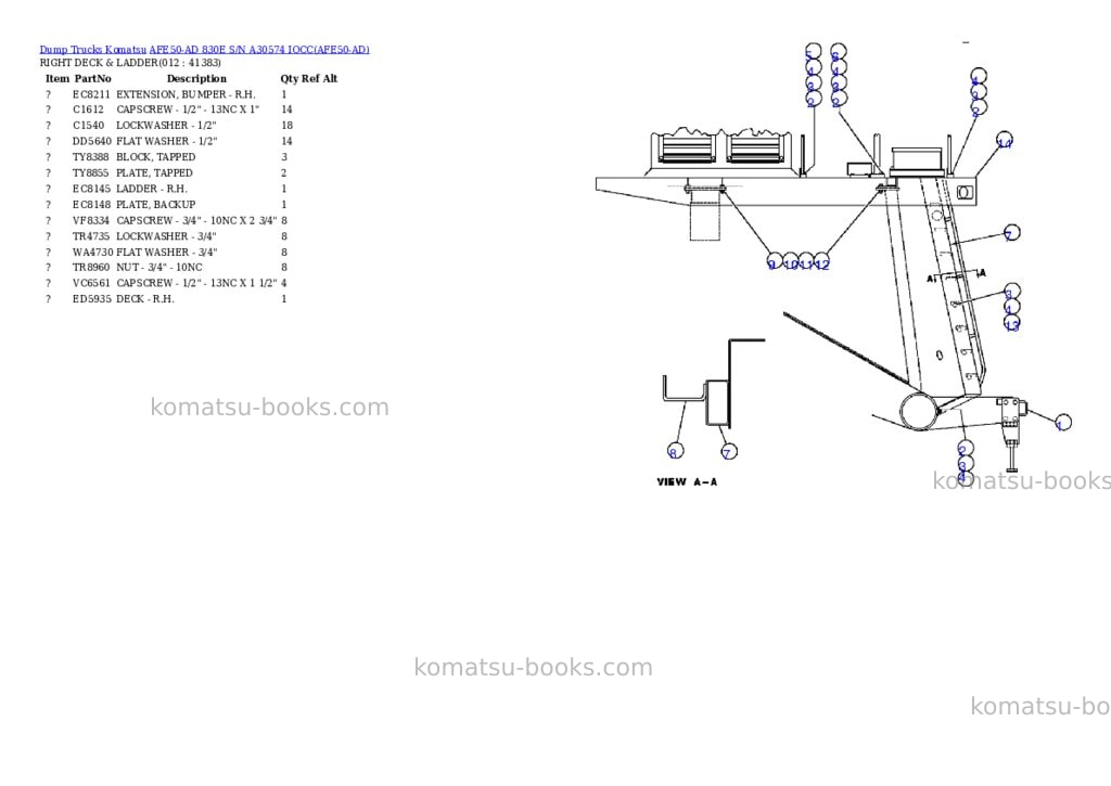 Komatsu afe50-ad 830e s/n a30574 iocc Parts catalog cover Page 6