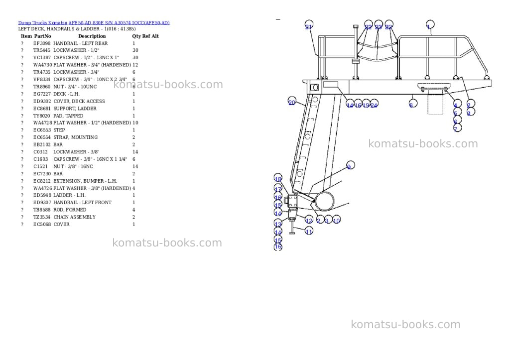 Komatsu afe50-ad 830e s/n a30574 iocc Parts catalog cover Page 8