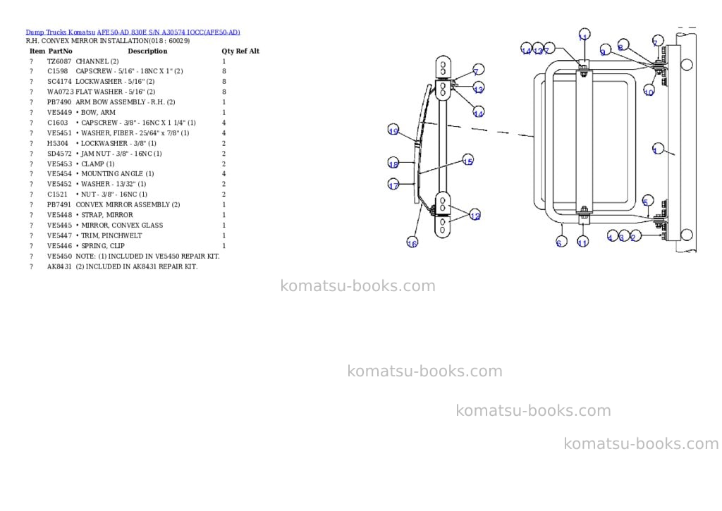 Komatsu afe50-ad 830e s/n a30574 iocc Parts catalog cover Page 9