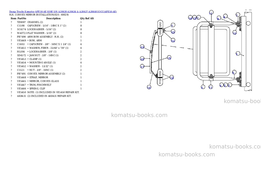 Komatsu afe50-ae 830e s/n a30630-a30634 & a30637-a30640 iocc Parts catalog cover Page 10