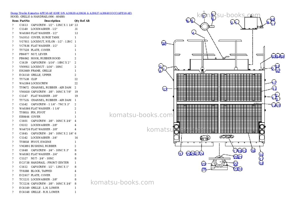 Komatsu afe50-ae 830e s/n a30630-a30634 & a30637-a30640 iocc Parts catalog cover Page 3