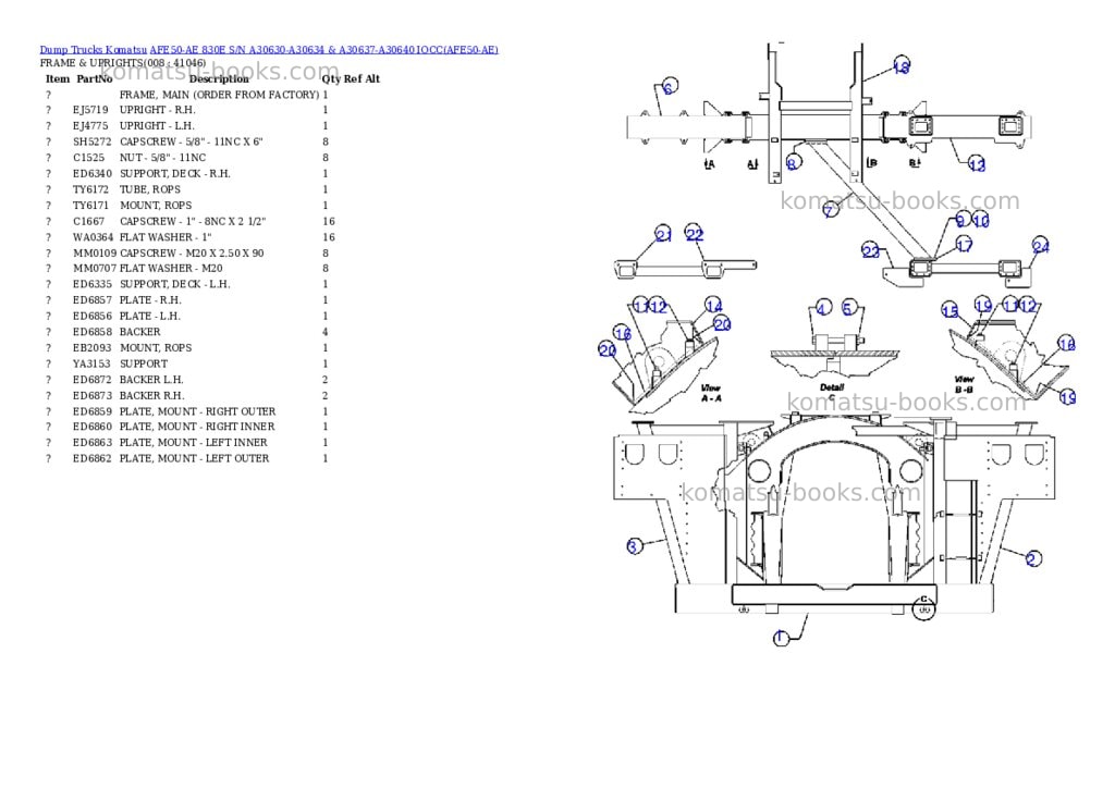 Komatsu afe50-ae 830e s/n a30630-a30634 & a30637-a30640 iocc Parts catalog cover Page 4