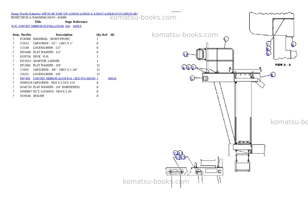 Komatsu afe50-ae 830e s/n a30630-a30634 & a30637-a30640 iocc Parts catalog cover Page 5