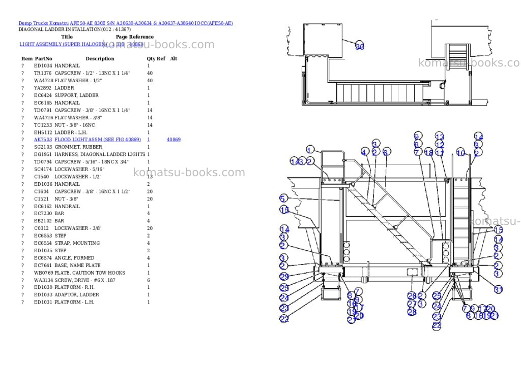 Komatsu afe50-ae 830e s/n a30630-a30634 & a30637-a30640 iocc Parts catalog cover Page 6
