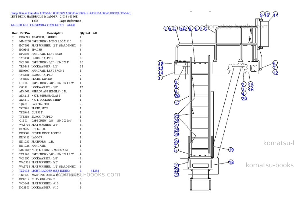 Komatsu afe50-ae 830e s/n a30630-a30634 & a30637-a30640 iocc Parts catalog cover Page 8