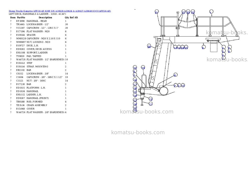 Komatsu afe50-ae 830e s/n a30630-a30634 & a30637-a30640 iocc Parts catalog cover Page 9