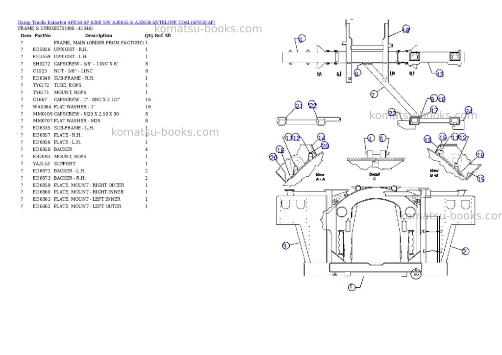 Komatsu afe50-af 830e s/n a30635 & a30636 antelope coal Parts catalog cover Page 4 Komatsu afe50-af 830e s/n a30635 & a30636 antelope coal Parts catalog cover Page 4