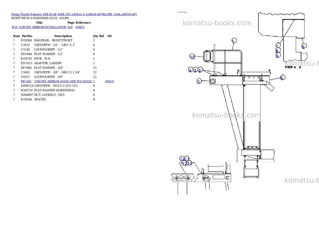 Komatsu afe50-af 830e s/n a30635 & a30636 antelope coal Parts catalog cover Page 5 Komatsu afe50-af 830e s/n a30635 & a30636 antelope coal Parts catalog cover Page 5