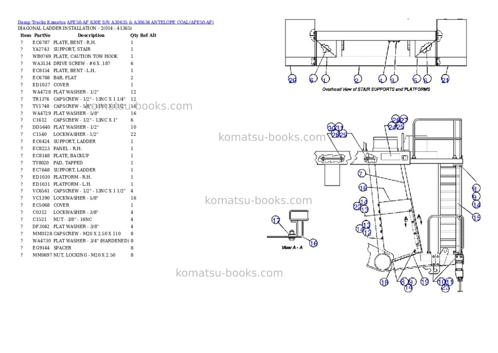 Komatsu afe50-af 830e s/n a30635 & a30636 antelope coal Parts catalog cover Page 7 Komatsu afe50-af 830e s/n a30635 & a30636 antelope coal Parts catalog cover Page 7