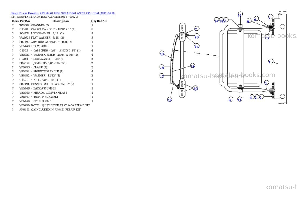 Komatsu afe50-ag 830e s/n a30641 antelope coal Parts catalog cover Page 10