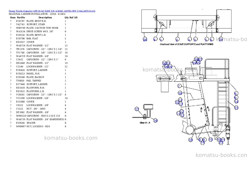 Komatsu afe50-ag 830e s/n a30641 antelope coal Parts catalog cover Page 7