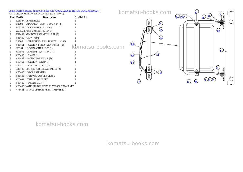 Komatsu afe50-ah 830e s/n a30642-a30643 triton coal Parts catalog cover Page 10