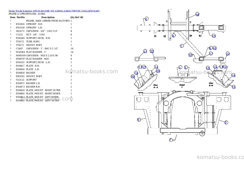 Komatsu afe50-ah 830e s/n a30642-a30643 triton coal Parts catalog cover Page 4