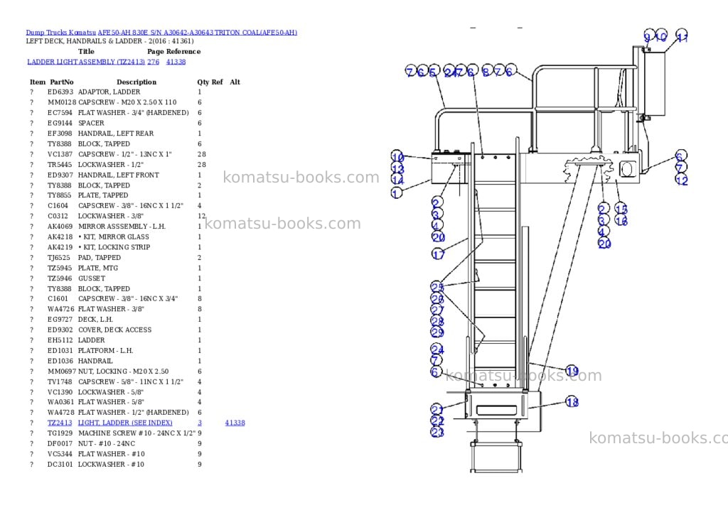 Komatsu afe50-ah 830e s/n a30642-a30643 triton coal Parts catalog cover Page 8