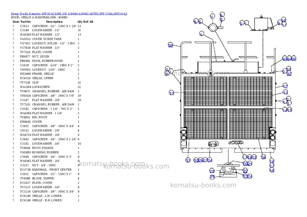 Komatsu afe50-aj 830e s/n a30644-a30645 antelope coal Parts catalog cover Page 3 Komatsu afe50-aj 830e s/n a30644-a30645 antelope coal Parts catalog cover Page 3