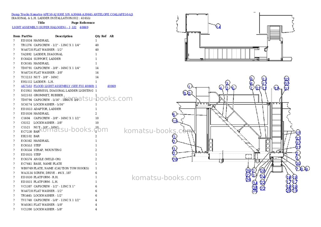 Komatsu afe50-aj 830e s/n a30644-a30645 antelope coal Parts catalog cover Page 6 Komatsu afe50-aj 830e s/n a30644-a30645 antelope coal Parts catalog cover Page 6