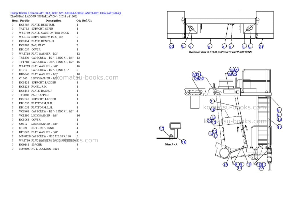 Komatsu afe50-aj 830e s/n a30644-a30645 antelope coal Parts catalog cover Page 7 Komatsu afe50-aj 830e s/n a30644-a30645 antelope coal Parts catalog cover Page 7