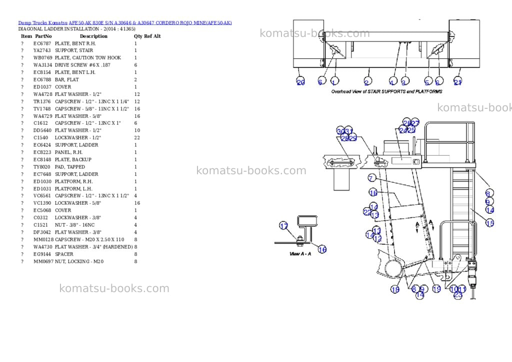 Komatsu afe50-ak 830e s/n a30646 & a30647 cordero rojo mine Parts catalog cover Page 7