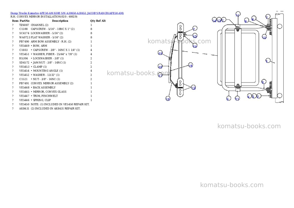 Komatsu AFE50-AM 830E S/N A30650-A30651 JACOB'S RANCH Parts catalog cover Page 10