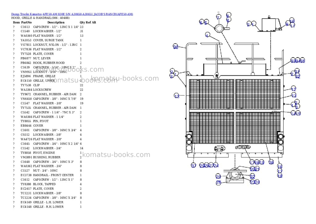 Komatsu AFE50-AM 830E S/N A30650-A30651 JACOB'S RANCH Parts catalog cover Page 4