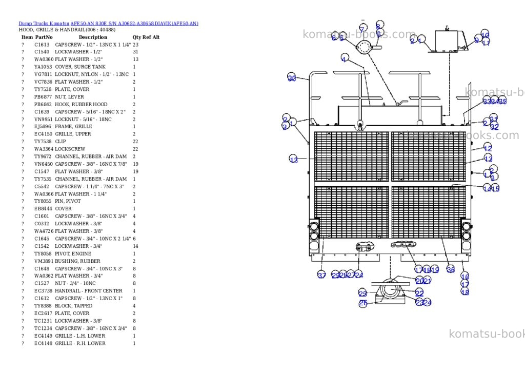 Komatsu afe50-an 830e s/n a30652-a30658 diavik Parts catalog cover Page 3 Komatsu afe50-an 830e s/n a30652-a30658 diavik Parts catalog cover Page 3