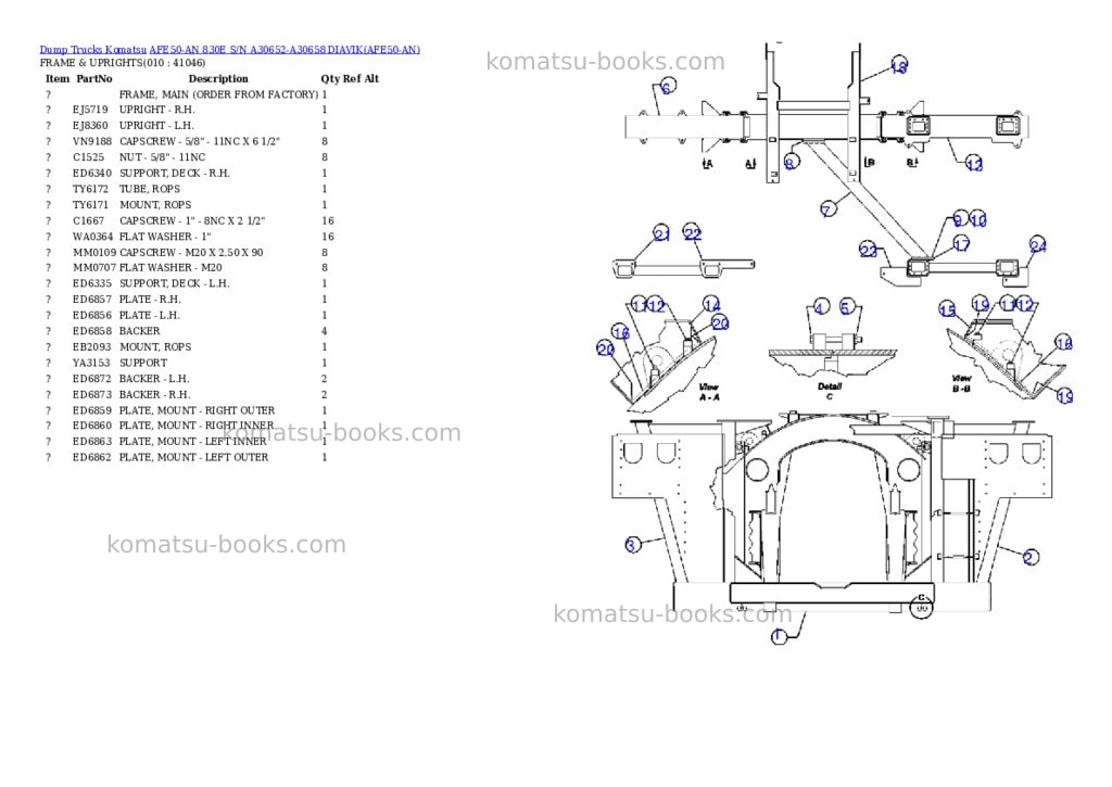 Komatsu afe50-an 830e s/n a30652-a30658 diavik Parts catalog cover Page 5 Komatsu afe50-an 830e s/n a30652-a30658 diavik Parts catalog cover Page 5