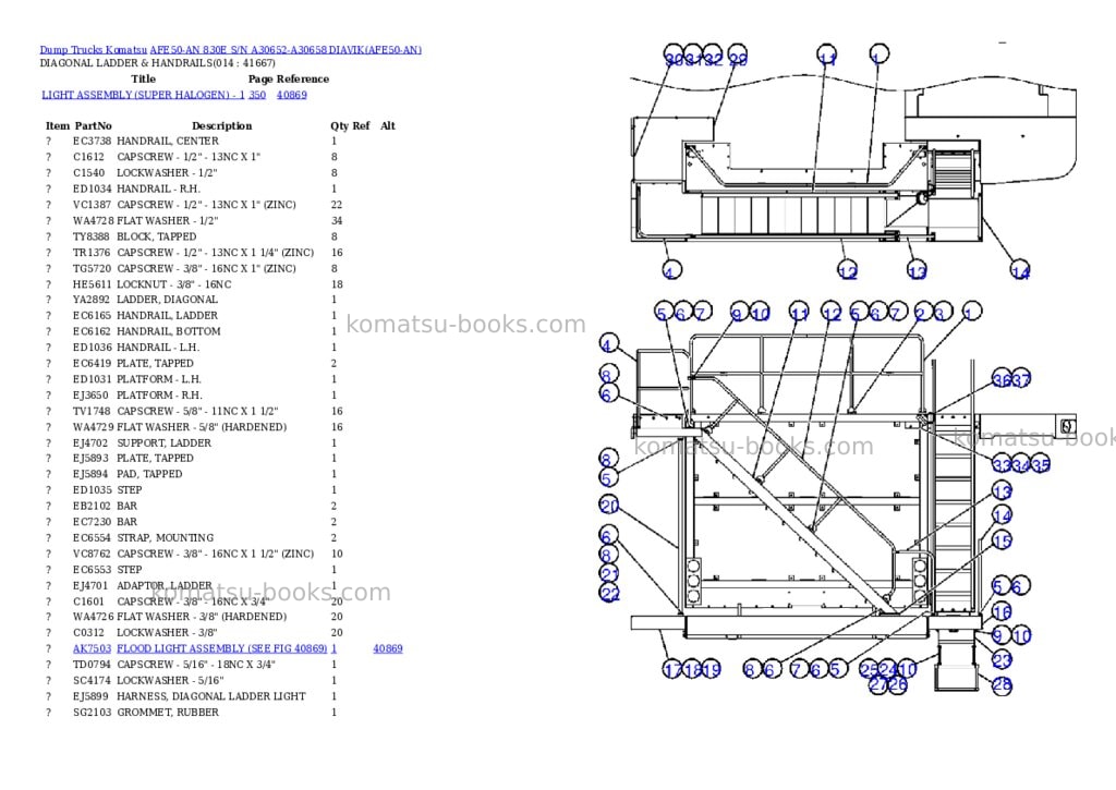 Komatsu afe50-an 830e s/n a30652-a30658 diavik Parts catalog cover Page 7 Komatsu afe50-an 830e s/n a30652-a30658 diavik Parts catalog cover Page 7