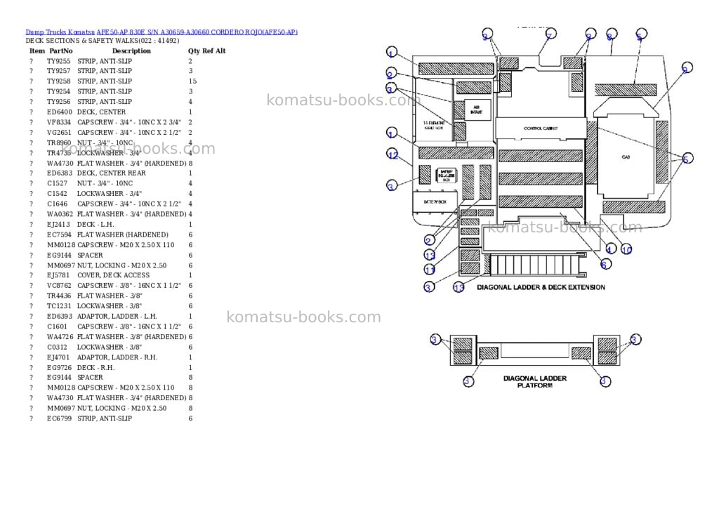 Komatsu afe50-ap 830e s/n a30659-a30660 cordero rojo Parts catalog cover Page 10