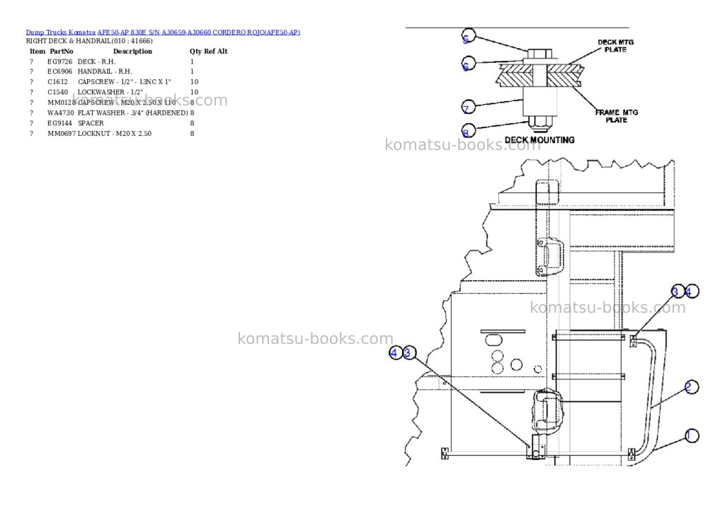 Komatsu afe50-ap 830e s/n a30659-a30660 cordero rojo Parts catalog cover Page 5