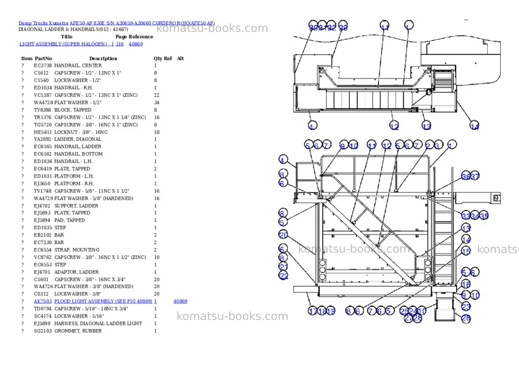 Komatsu afe50-ap 830e s/n a30659-a30660 cordero rojo Parts catalog cover Page 6