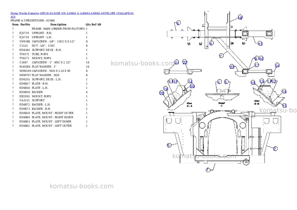 Komatsu afe50-aq 830e s/n a30661 & a30663-a30665 antelope coal Parts catalog cover Page 4 Komatsu afe50-aq 830e s/n a30661 & a30663-a30665 antelope coal Parts catalog cover Page 4