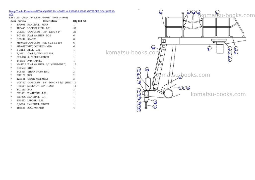 Komatsu afe50-aq 830e s/n a30661 & a30663-a30665 antelope coal Parts catalog cover Page 8 Komatsu afe50-aq 830e s/n a30661 & a30663-a30665 antelope coal Parts catalog cover Page 8