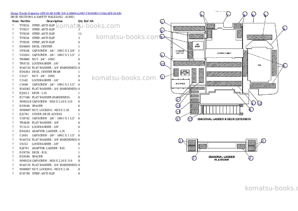 Komatsu afe50-ar 830e s/n a30666-a30673 wambo coal Parts catalog cover Page 10 Komatsu afe50-ar 830e s/n a30666-a30673 wambo coal Parts catalog cover Page 10