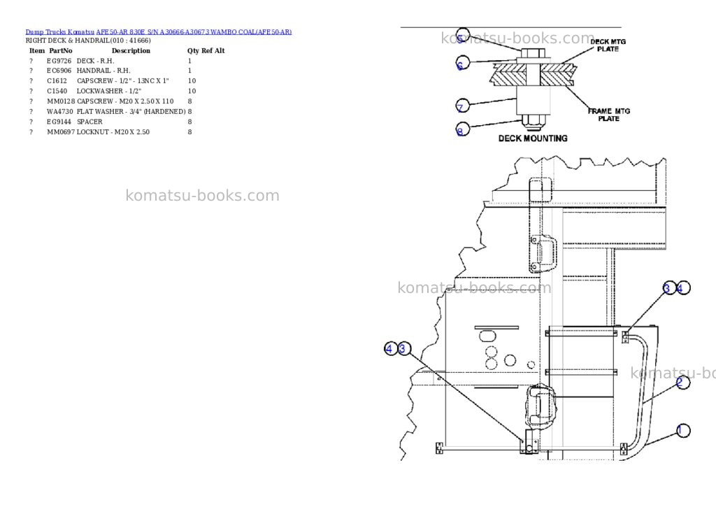 Komatsu afe50-ar 830e s/n a30666-a30673 wambo coal Parts catalog cover Page 5 Komatsu afe50-ar 830e s/n a30666-a30673 wambo coal Parts catalog cover Page 5