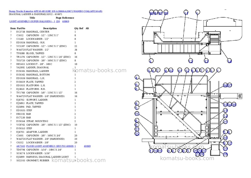 Komatsu afe50-ar 830e s/n a30666-a30673 wambo coal Parts catalog cover Page 6 Komatsu afe50-ar 830e s/n a30666-a30673 wambo coal Parts catalog cover Page 6